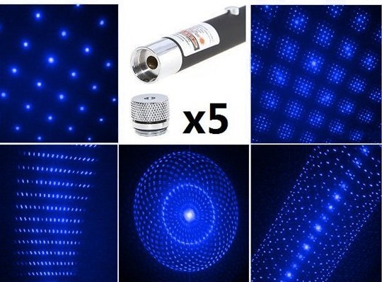 blue violet laser pointer with 5 caps, 5 in 1 violet laser pointer with star cap, 5 in 1 violet laser pointer kaleidoscope